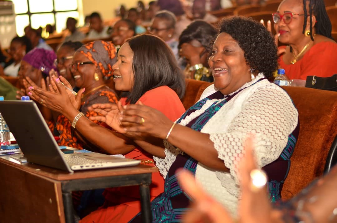 Prof. Joyce Ogwezi and other participants applauding paper presenters at a two-day maiden conference for Gender Directors in Nigerian Universities held in Abraka, Delta State from November 20th to 23rd, 2023.