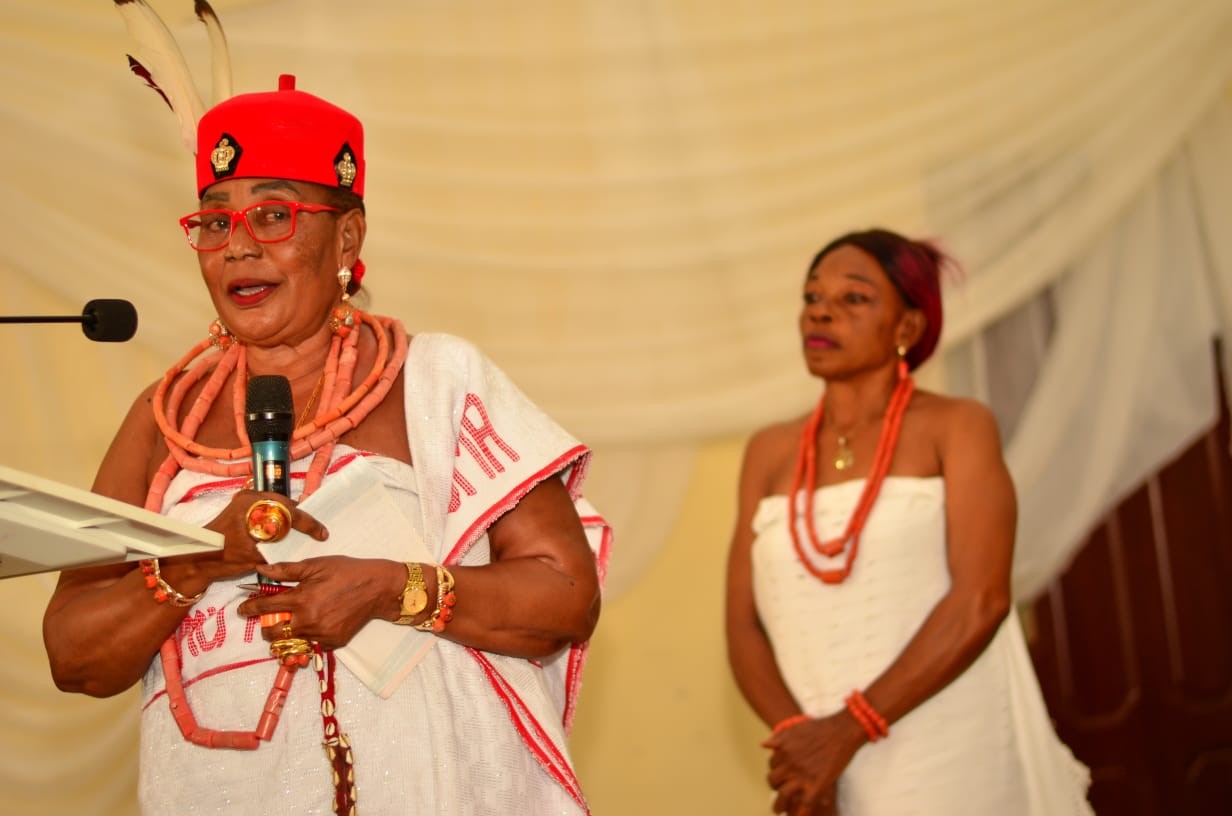 Omu Anioma, Obi Martha Dunkwu delivering a presentation at a two-day maiden conference for Gender Directors in Nigerian Universities held in Abraka, Delta State from November 20th to 23rd, 2023.