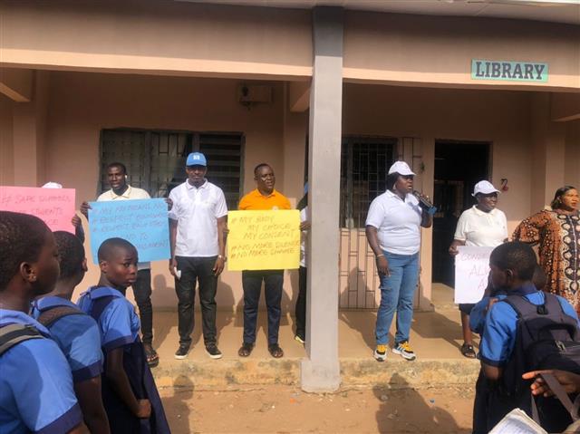 these photos capture precious moments from a sensitisation exercise carried by the CGDS Team in DELSU with the aim of creating better awareness and knowledge on sexual harassment among students in DELSU Secondary School, Abraka